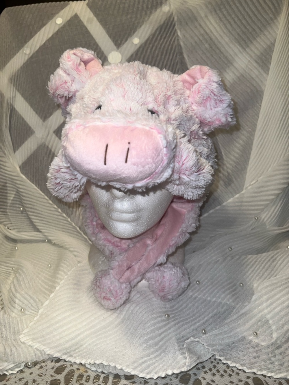 Plush Pink Pig Hat for Kids - Cozy Animal Winter Cap